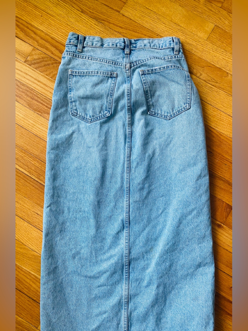 ZARA Light Blue Denim Midi Skirt with Front Slit - Picture 2 of 4